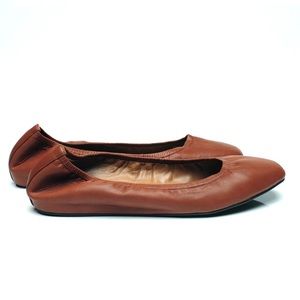 New HANDMADE Tan Orange Genuine Leather Flat Loafers Size 9 fit 8 NYC Designer